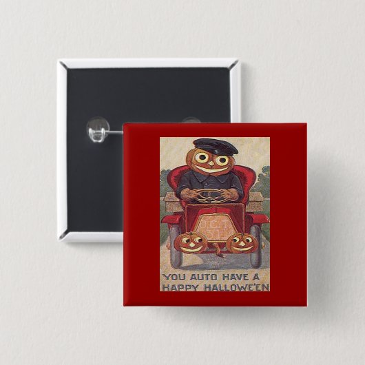 ヴィンテージオートジャックランタンハロウィーン 缶バッジ (正面&裏面)