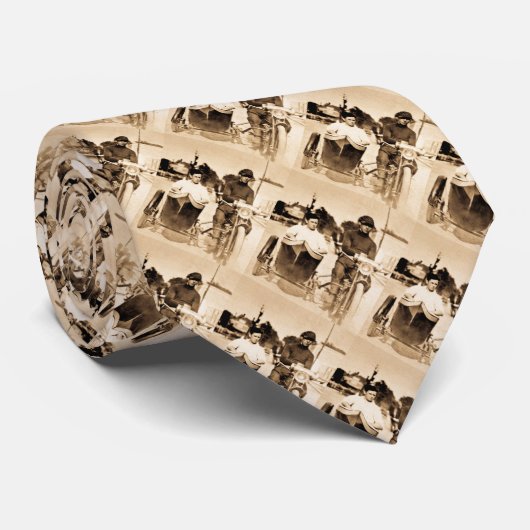 ヴィンテージオートバイとサイドカー旧学校カッコいい ネクタイ (ロール)