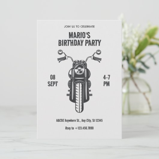 ヴィンテージオートバイのアイコン 招待状 (スタンド正面)