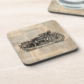 ヴィンテージオートバイアート新聞文字スタイル コースター (左側)