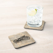 ヴィンテージオートバイアート新聞文字スタイル コースター (右側)