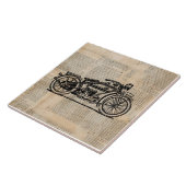 ヴィンテージオートバイアート新聞文字スタイル タイル (側面)