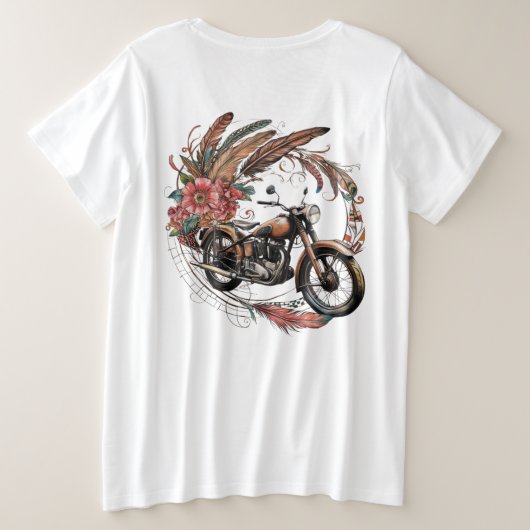 ヴィンテージオートバイインモトボホスタイル プラスサイズTシャツ (デザイン裏面)