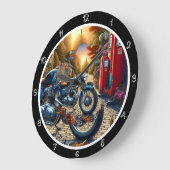 ヴィンテージオートバイガソリンスタンド ラージ壁時計 (傾斜)