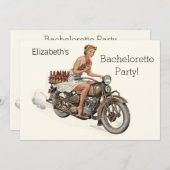 ヴィンテージオートバイガールとビールバチェロレッテ 招待状 (正面/裏面)