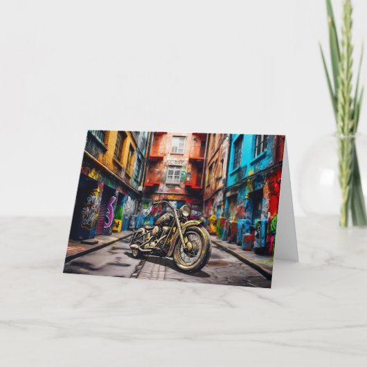 ヴィンテージオートバイシネマティック空白のオートノートカード サンキューカード (正面)