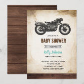 ヴィンテージオートバイシャワー誕生日招待状 招待状 (正面/裏面)