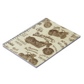 ヴィンテージオートバイシルエット:シームレスな背景 ノートブック (左側)