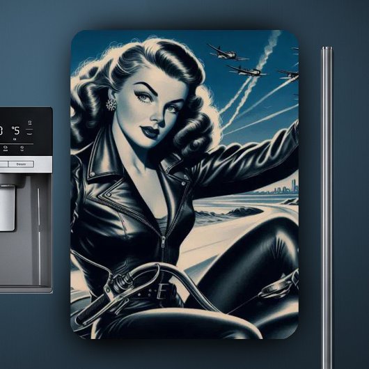 ヴィンテージオートバイピンアップ マグネット