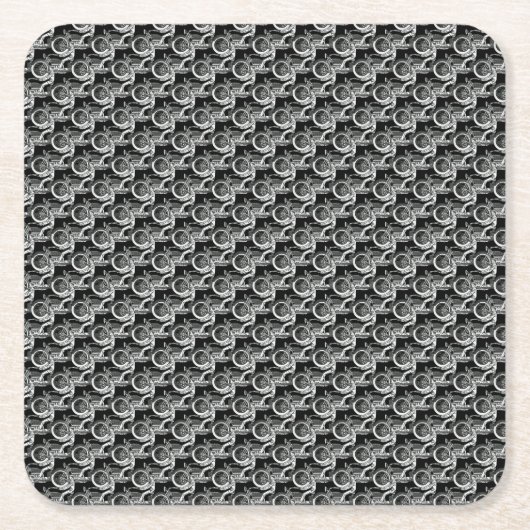 ヴィンテージオートバイライダーアンティークサイクル スクエアペーパーコースター (正面)