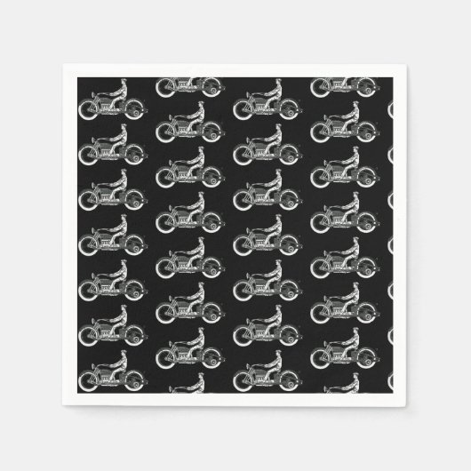 ヴィンテージオートバイライダーアンティークサイクル スタンダードカクテルナプキン (正面)