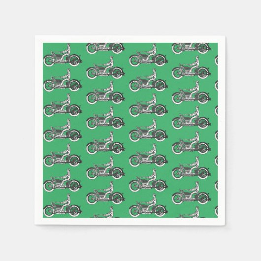ヴィンテージオートバイライダーアンティークサイクル スタンダードカクテルナプキン (正面)
