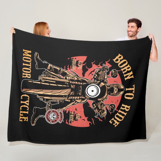 ヴィンテージオートバイライダー フリースブランケット (インサイチュ)