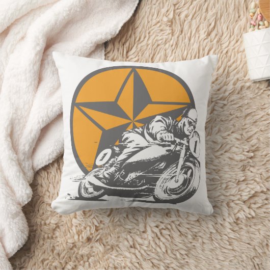ヴィンテージオートバイレーシングサークルスター クッション (ブランケット)