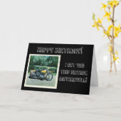 ヴィンテージオートバイ1969黄色W/バッグ カード (黄色い花)