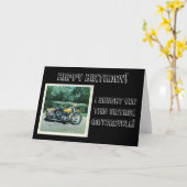 ヴィンテージオートバイ1969黄色W/バッグ カード (黄色い花)