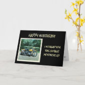 ヴィンテージオートバイ1969黄色W/バッグ カード (黄色い花)