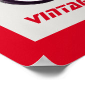 ヴィンテージオートバイ、ブラックレッドグレー ポスター (角)