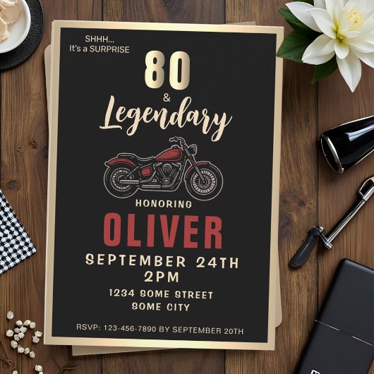 ヴィンテージオートバイ 80歳誕生日 バイクパーティー 招待状