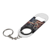 ヴィンテージオートバイUSAフラグレトロバイクもしくは自転車に乗る人アメリカ キーホルダー栓抜き (正面アングル)