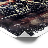 ヴィンテージオートバイUSAフラグレトロバイクもしくは自転車に乗る人アメリカ ポスター (角)