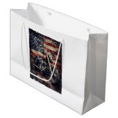 ヴィンテージオートバイUSAフラグレトロバイクもしくは自転車に乗る人アメリカ ラージペーパーバッグ (正面アングル)