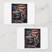 ヴィンテージオートバイUSAフラグレトロバイクもしくは自転車に乗る人アメリカ 名刺 (正面/裏面)