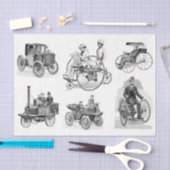 ヴィンテージオートホイール発明デカップコラージュ 薄葉紙 (クラフト)