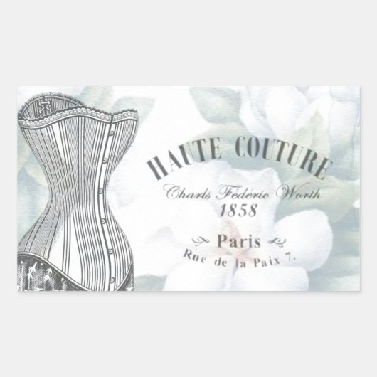 ヴィンテージオートーオートクチュールファッションデザイン 長方形シール (正面)
