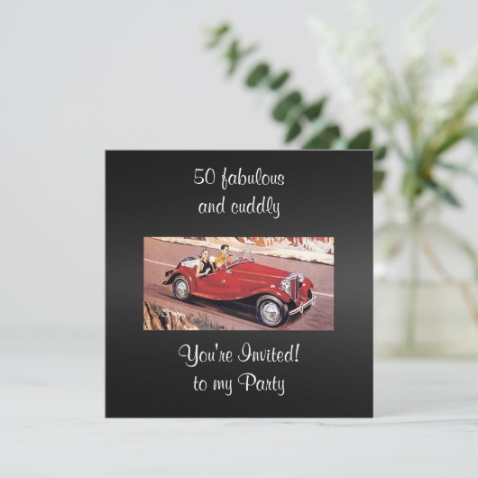 ヴィンテージオート50素晴らしく可愛らしい誕生日パーティー 招待状 (スタンド正面)