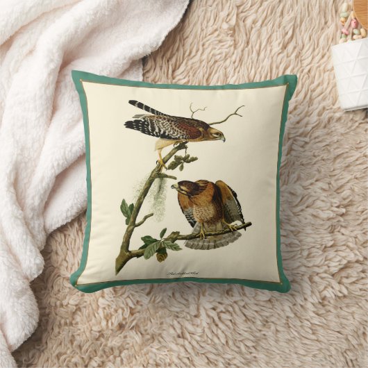 ヴィンテージオードボンレッドショルダーホークペア枕 クッション (ブランケット)