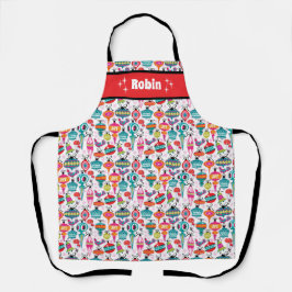 ヴィンテージオーナメントかわいいクリスマスエプロンカスタム- エプロン