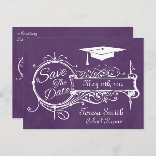 ヴィンテージオーナメントとチョークの卒業記念日の節約 ポストカード (正面/裏面)