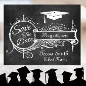 ヴィンテージオーナメントとチョーク卒業の日付を保存 案内ポストカード