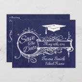 ヴィンテージオーナメントとチョーク卒業の日付を保存 案内ポストカード (正面/裏面)