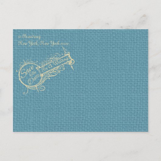 ヴィンテージオーナメントと麻のSave The Date 案内ポストカード (裏面)