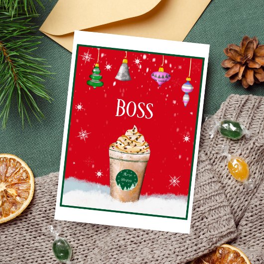 ヴィンテージオーナメントのクリスマスラテを上司へ カード
