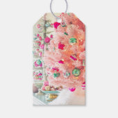 ヴィンテージオーナメントのピンククリスマスツリーギフトラベル ギフトタグ (正面)