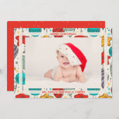 ヴィンテージオーナメントの写真の生誕通知 シーズンカード (正面/裏面)