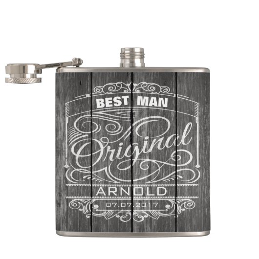 ヴィンテージオーナメントオン素朴ダークウッド結婚ズフラスコ フラスク (オープン)