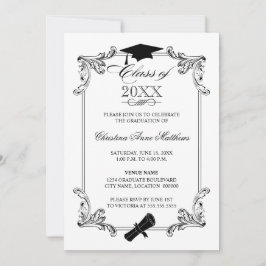 ヴィンテージオーナメントキャップ及び卒業証書 招待状