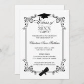 ヴィンテージオーナメントキャップ及び卒業証書 招待状 (正面/裏面)