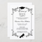 ヴィンテージオーナメントキャップ及び卒業証書 招待状 (正面/裏面)