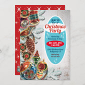 ヴィンテージオーナメントクリスマスパーティの招待状 招待状 (正面/裏面)