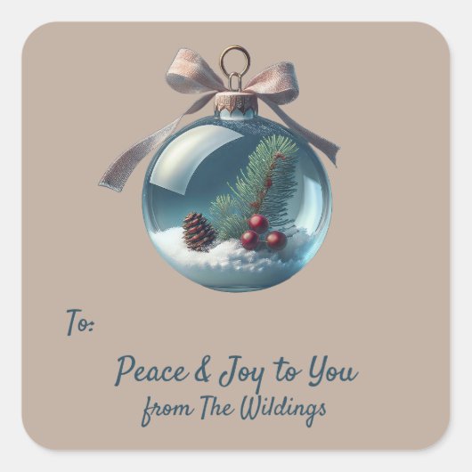 ヴィンテージオーナメントクリスマスプレゼントラベルラベルシール スクエアシール (正面)