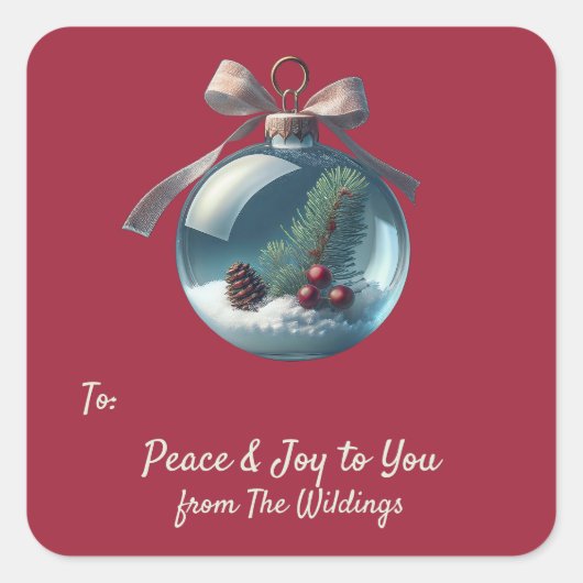 ヴィンテージオーナメントクリスマスプレゼントラベルラベルシール スクエアシール (正面)