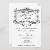 ヴィンテージオーナメントデザイン婚約パーティ 招待状 (正面/裏面)