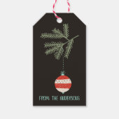 ヴィンテージオーナメントパーソナライズされたブラックレッドホリデイ ギフトタグ (正面)