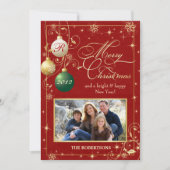 ヴィンテージオーナメントファミリーフォトクリスマスカード シーズンカード (正面)