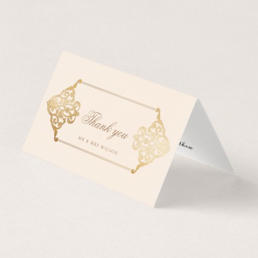 ヴィンテージオーナメントフェイク金ゴールド箔サンキューカード (正面)